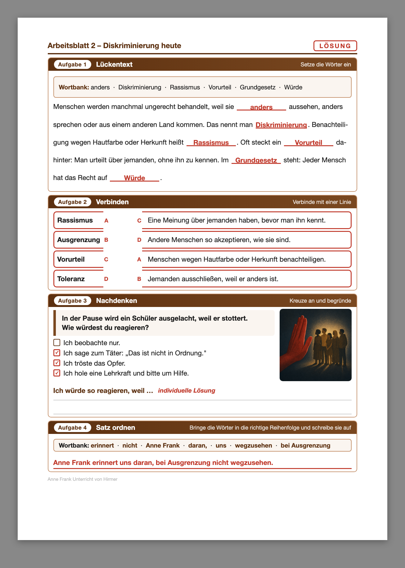 Arbeitsblatt 2 Lösungsblatt